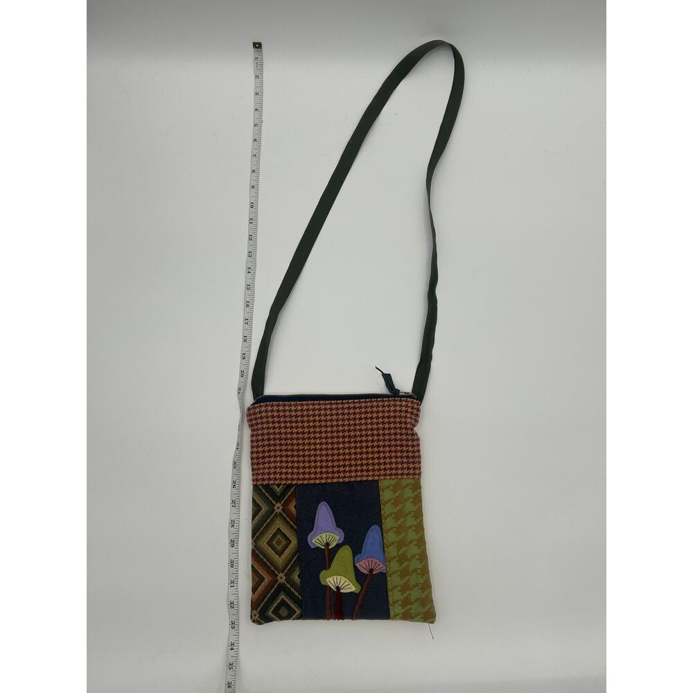 Mushroom Mixed Print Novelty Crossbody Purse Zip Top Bag Boho Hippie Indie - Picture 6 of 8